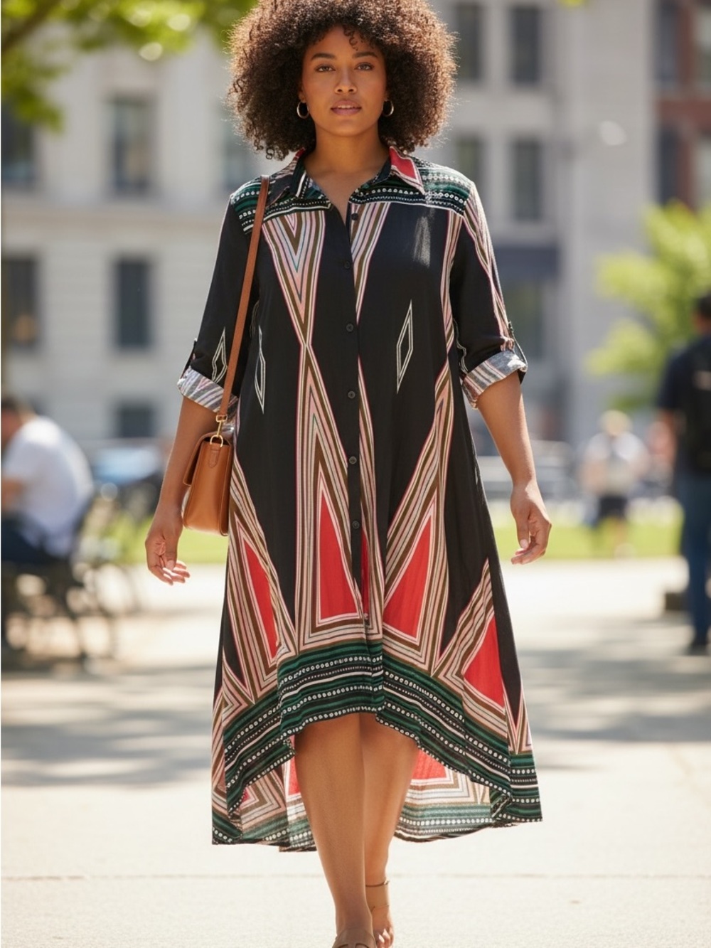 Step In Style Eclectic 100% cotton India Print Dress with Pockets Size Medium